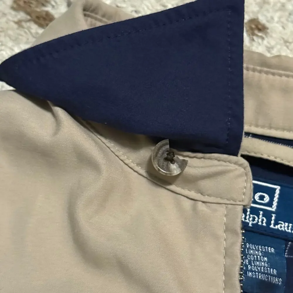 Vintage Polo Ralph Lauren Harrington Bomber Jacket Size Large Khaki Beige
